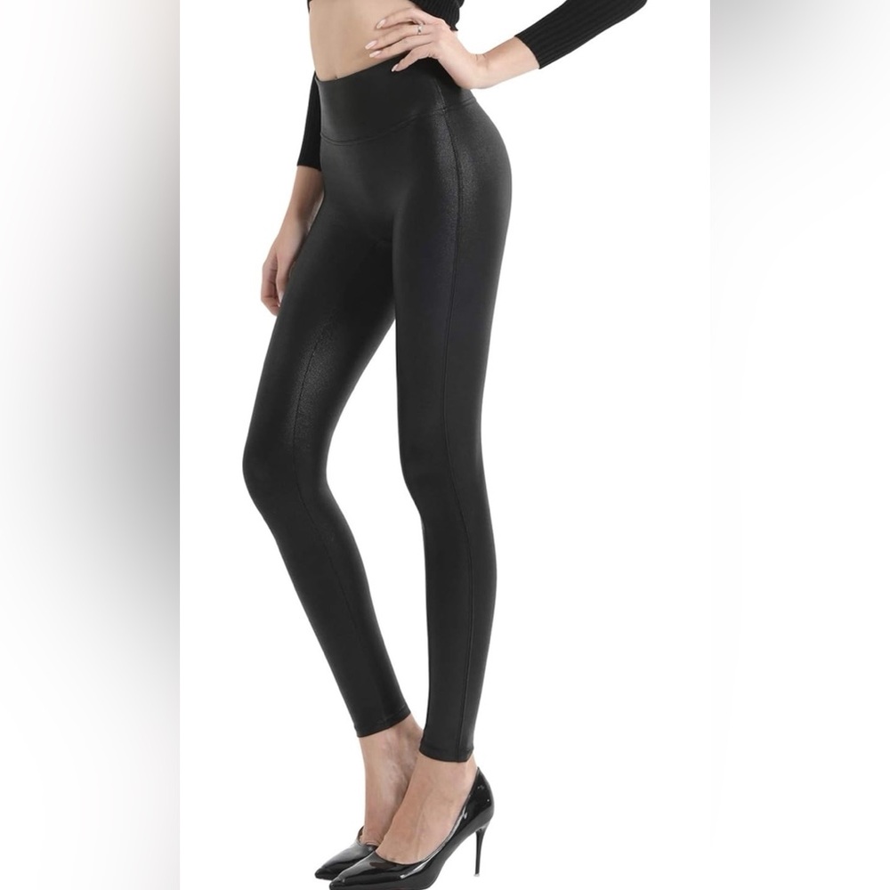 Retro Gong Womens Faux Leather High Waisted Pleather Pants